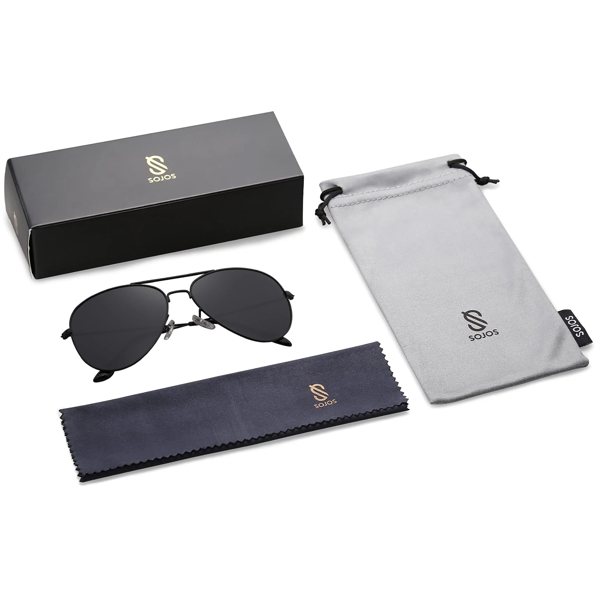 SOJOS Classic Aviator Polarized Sunglasses for Men Women Vintage Retro Style,Black/Grey - Image 2