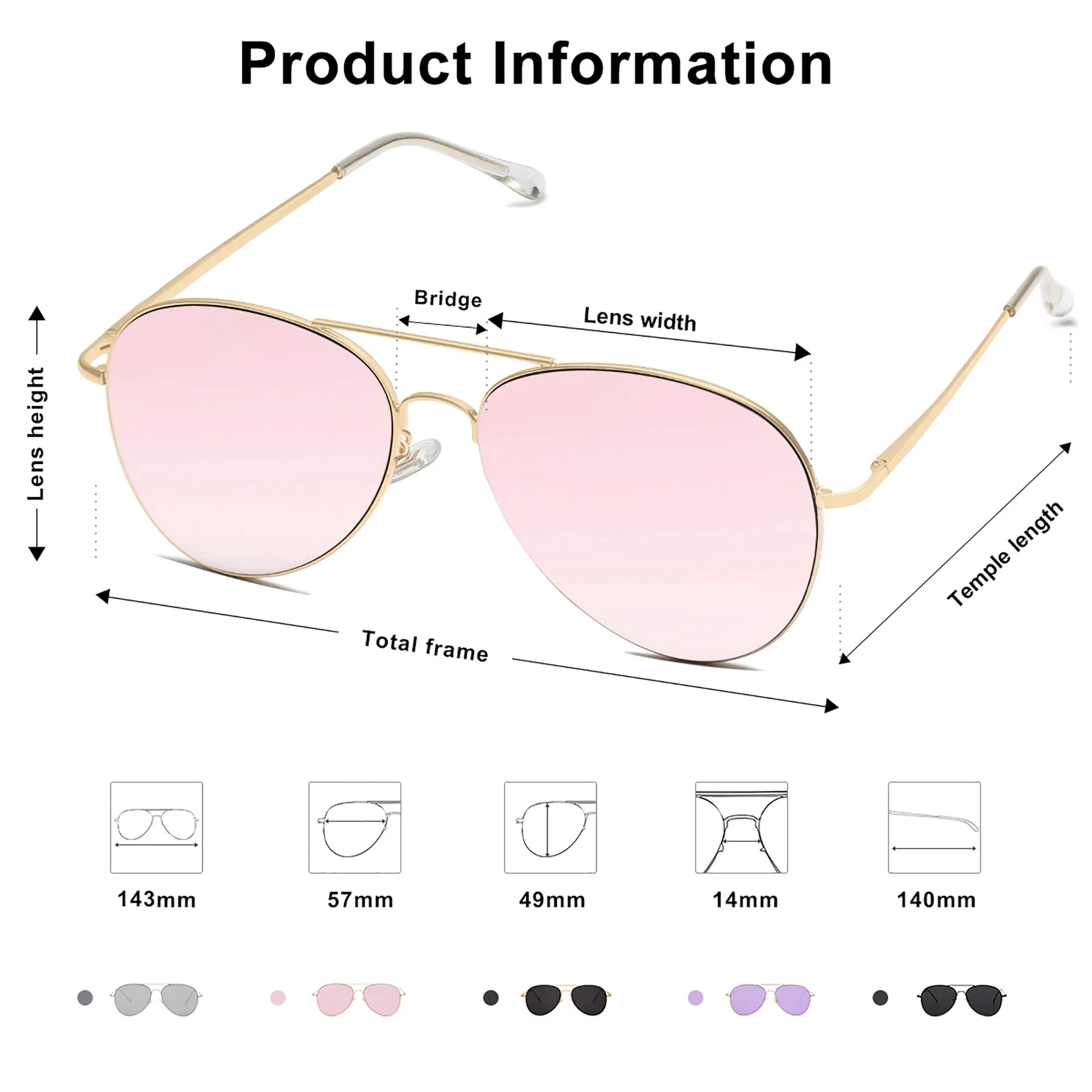 SOJOS Classic Aviator Sunglasses for Women Men Metal Frame Spring Hinges SJ1030, Gold/Pink - Image 3