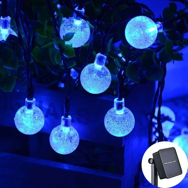 Solar Crystal Globe LED String Lights 60 LED 8 Lighting Modes IP65 Fairy Light Christmas Garland For Garden Party Decor 1pc/2pcs - Image 9
