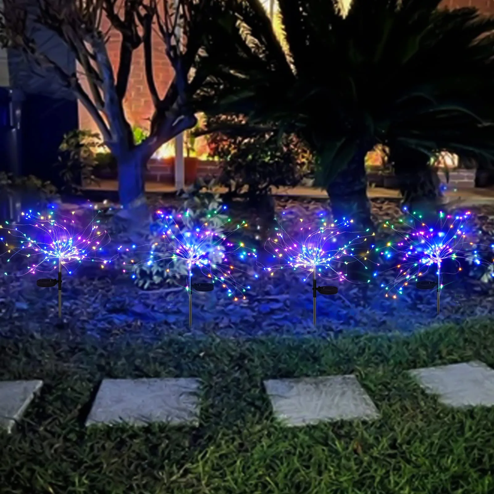 Solar Garden Lights Outdoor Decorations 2 Pack, Solar 120 LED Sparklers Fireworks Sticks Fairy Stake Lights Yard Planter Outside Flower Bed Patio Lawn Path Walkway Decorative, Waterproof&Twinkling - Image 2