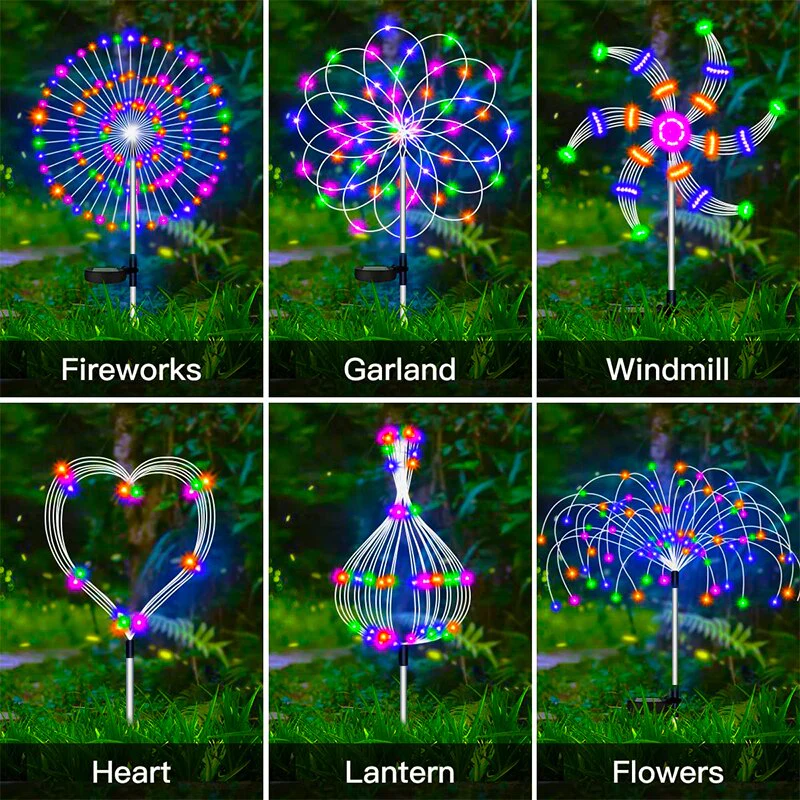 Solar LED Firework Fairy Lights Outdoor Waterproof Garden Decoration Lawn Pathway Solar Lamp - Image 5
