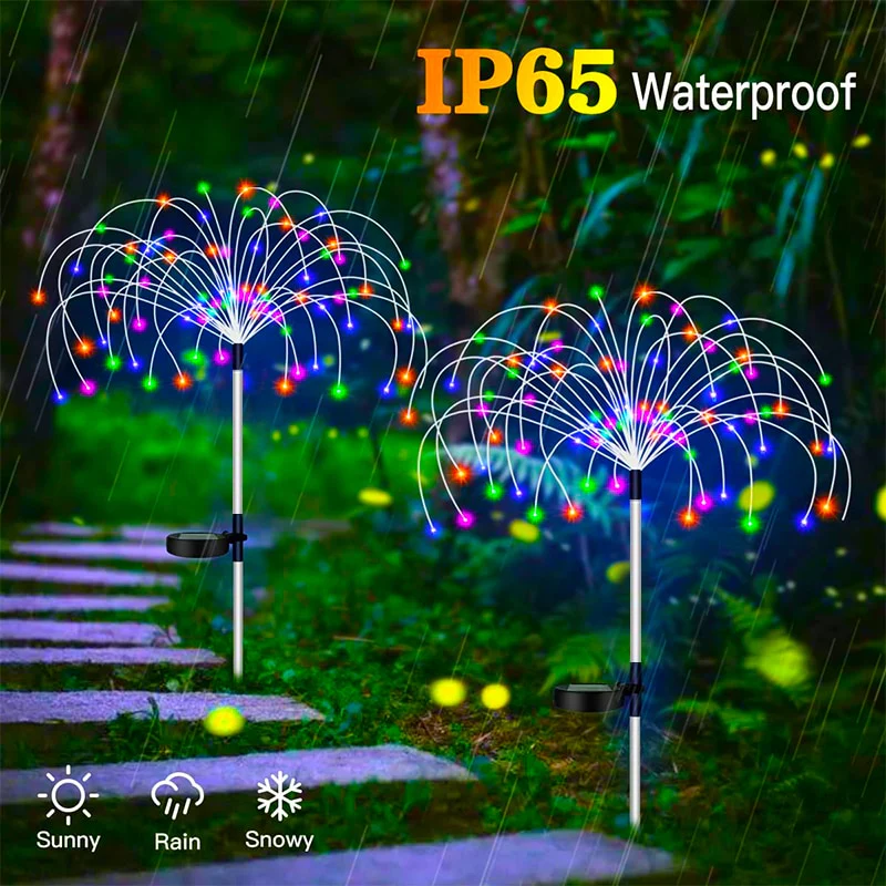 Solar LED Firework Fairy Lights Outdoor Waterproof Garden Decoration Lawn Pathway Solar Lamp - Image 7