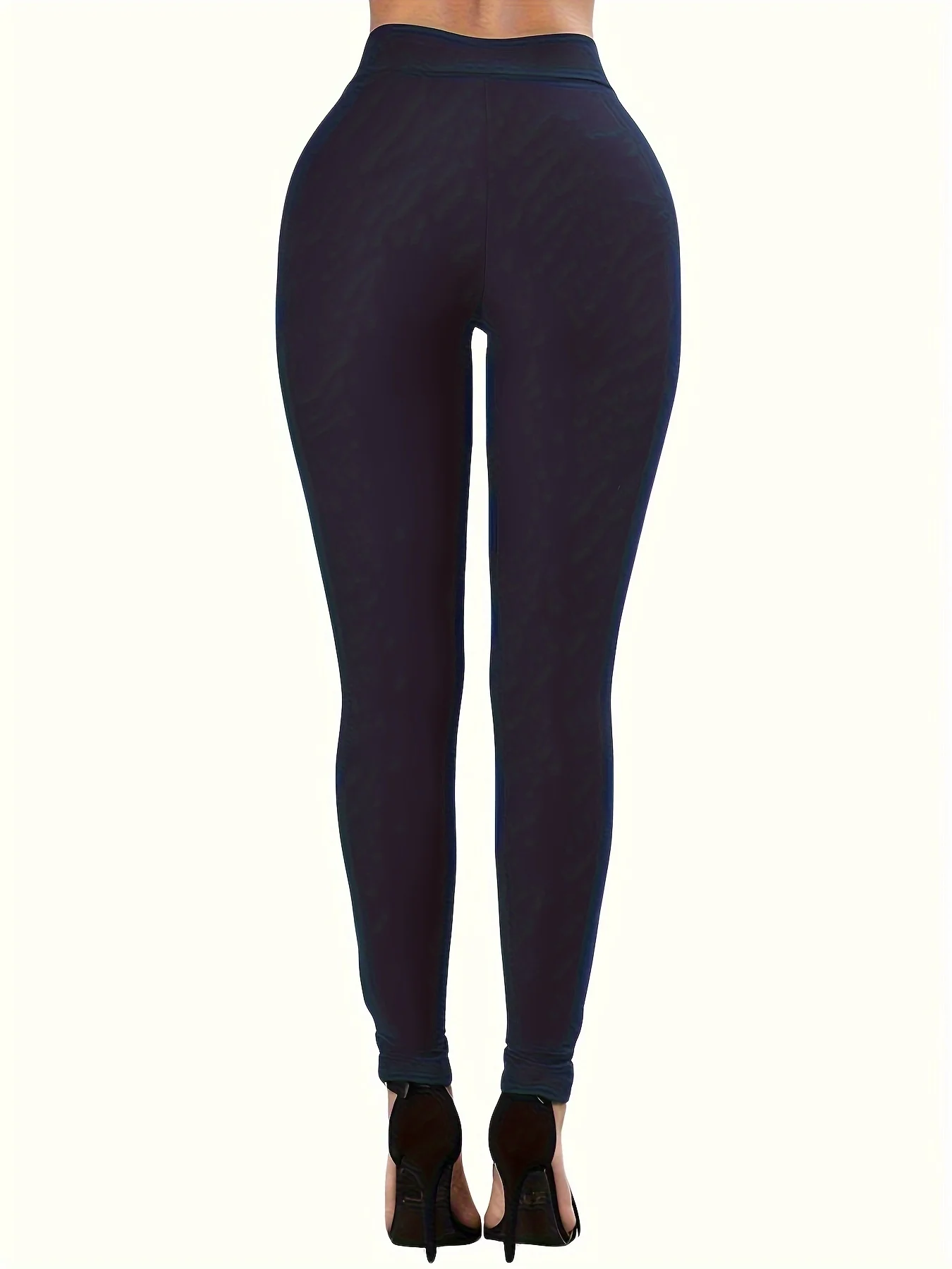 [Solid Color Cropped Leggings] High-Waist Leggings - Sexy Cross-Strap, Stretch Polyester Blend, Eyelet Detail, Solid Color Cropped Pants for Women - Perfect for Fall/Spring - Image 7