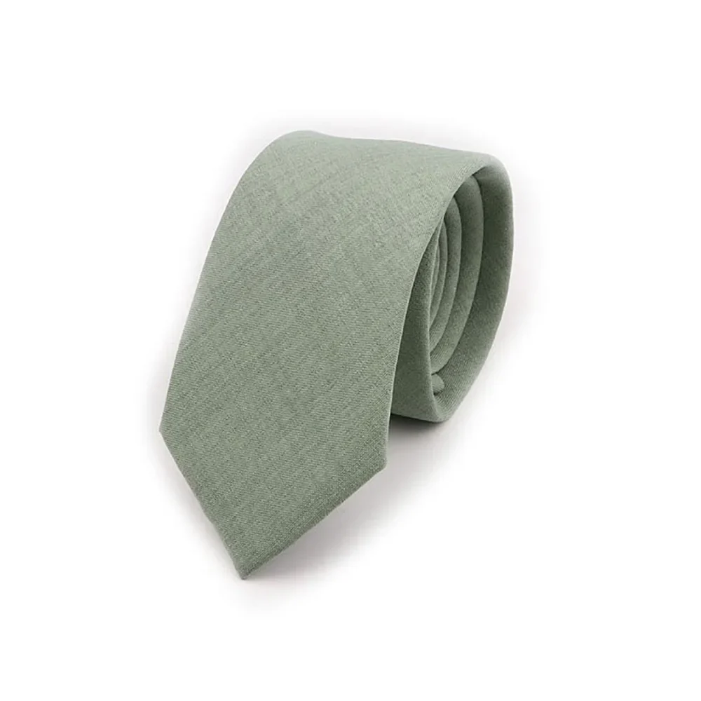 Solid Color Handmade Cotton Ties Men Necktie Striped Narrow Collar Slim Pink Sage Green Casual Tie Wedding Suit Accessories Gift - Image 11