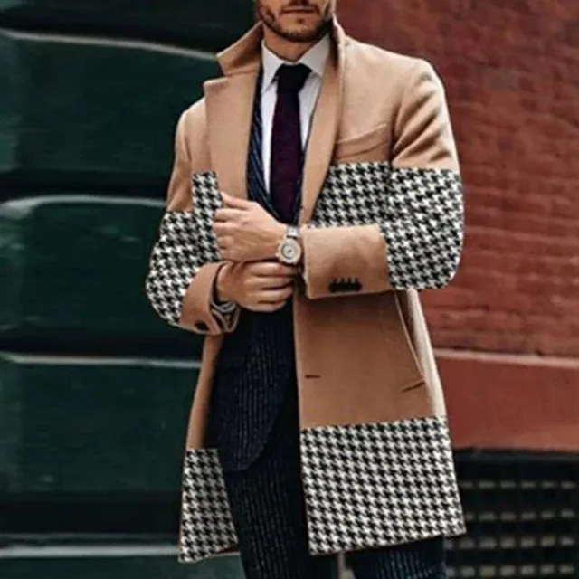 Solid Color Single Breasted Lapel Long Coat Jacket Casual Overcoat Casual Trench Autumn Winter Fashion Men Woolen Coats Trench - Image 10