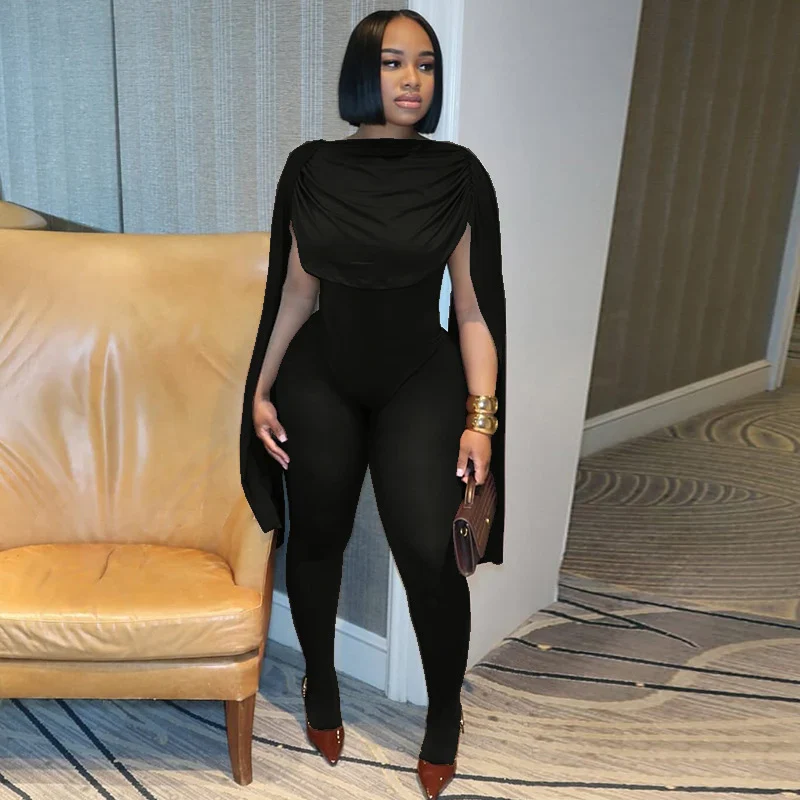 Solid Patchwork Bandage Ruched Jumpsuit Woman Elegant Sleeveless Strecth Sheath Evening Romper Women Jumpsuits Combinaison Femme - Image 6