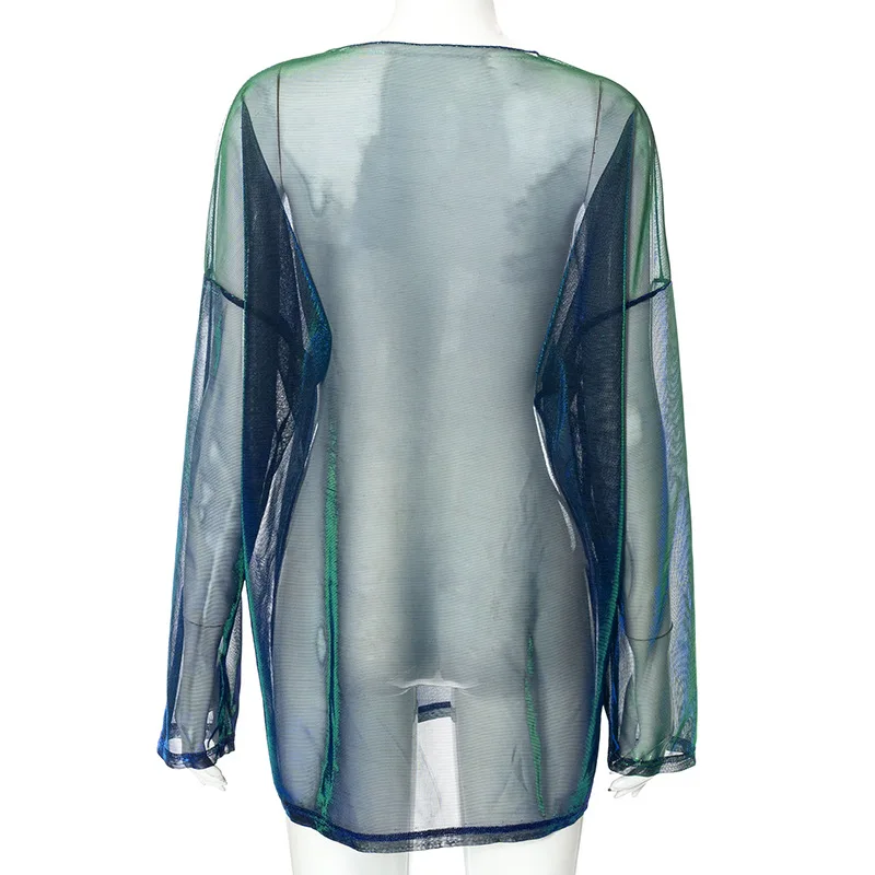 Solid See Through Tshirt Women Sexy Tops O-Neck Long Sleeve T Shirt For Women Clothing Club Y2k Aesthetic Egirl Tees - Image 14