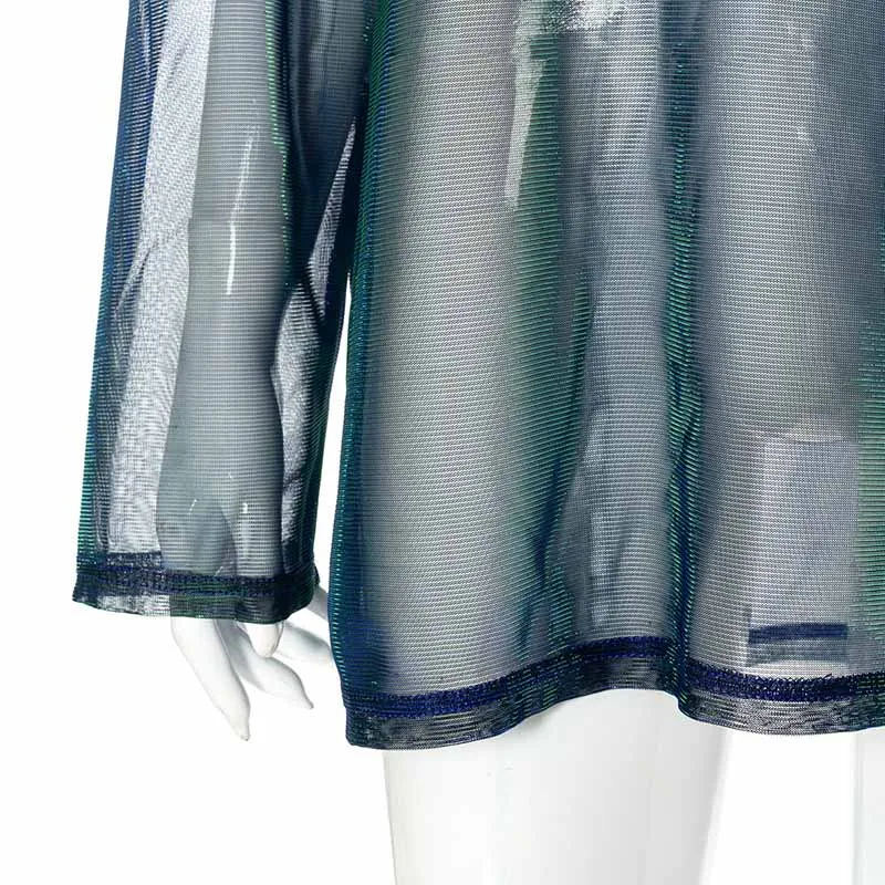 Solid See Through Tshirt Women Sexy Tops O-Neck Long Sleeve T Shirt For Women Clothing Club Y2k Aesthetic Egirl Tees - Image 17