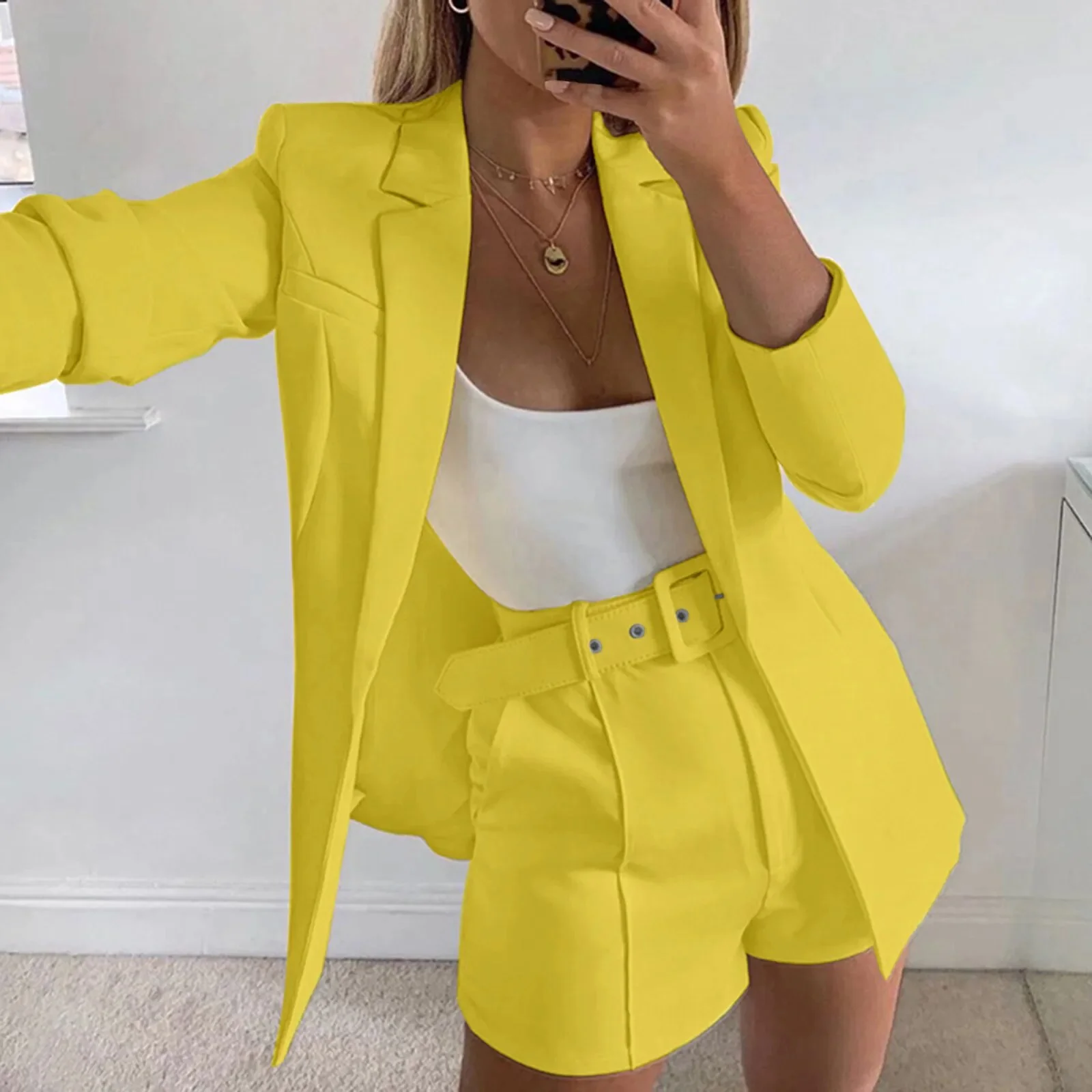 South Butt Jacket Women's Casual Light Weight Thin Jacket Slim Coat Long Sleeve Blazer Office Pant Suits for Women Dressy - Image 8