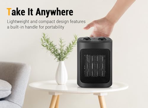 Space Heater, 1500W Electric Heaters Indoor Portable with Thermostat, PTC Fast Heating Ceramic Room Small Heater with Heating and Fan Modes for Bedroom, Office and Indoor Use - Image 2