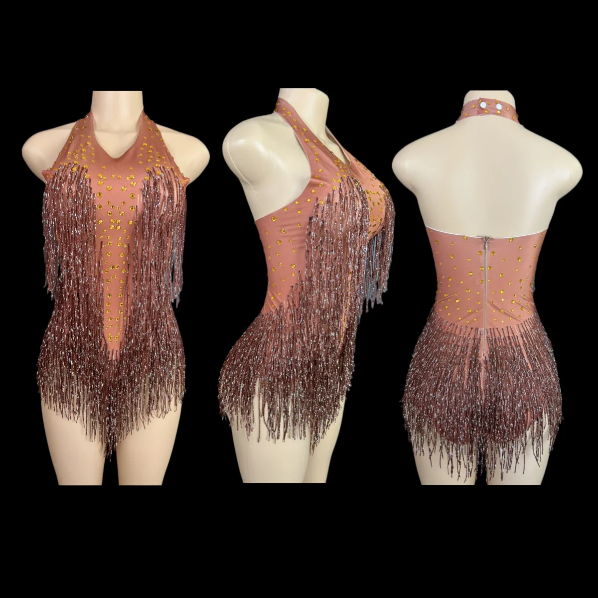 Sparkly Rhinestones Fringe Bodysuit WomenVightclub Party Dance Costume Stage Wear SexyTassel Leotard Performance Clothing G7 - Image 5