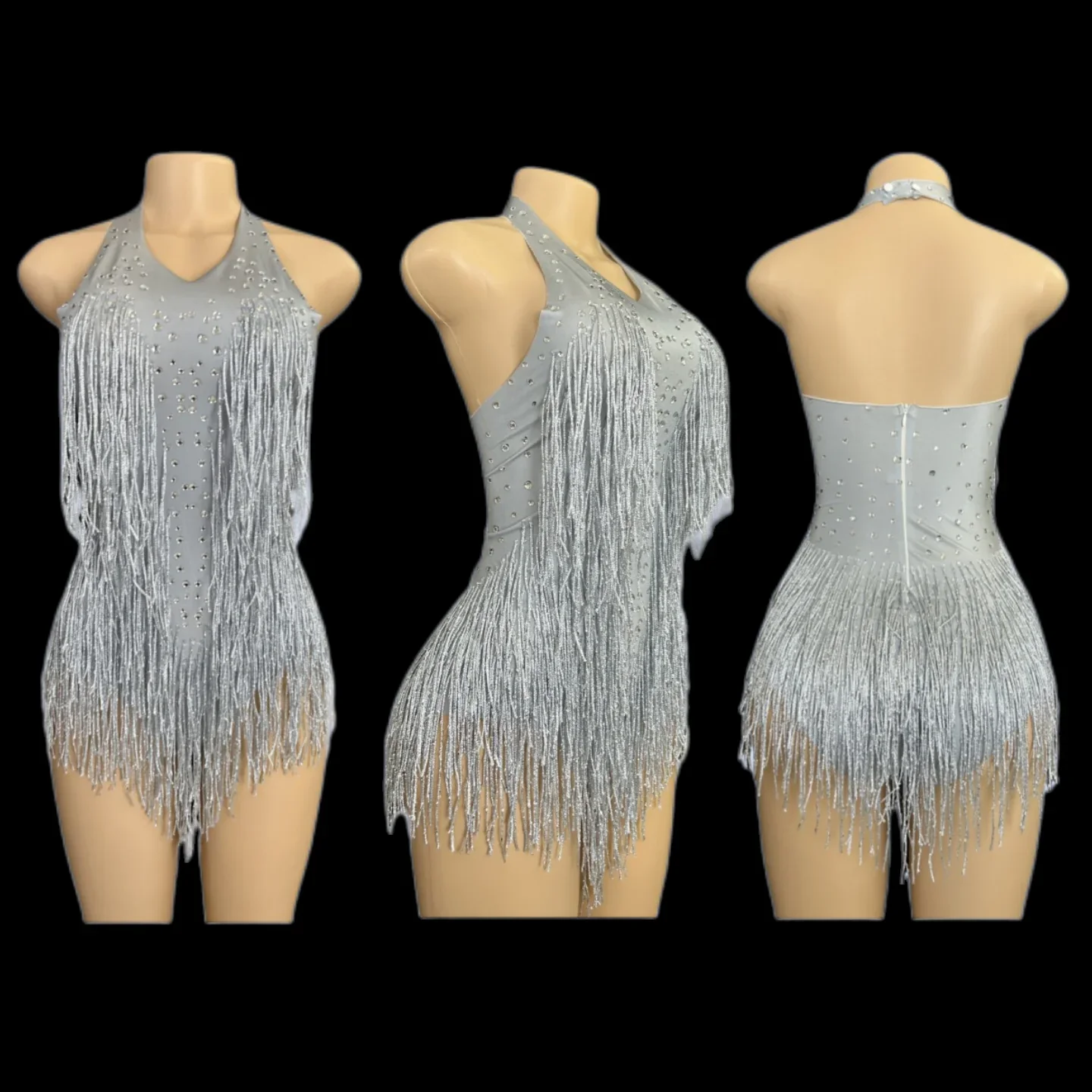 Sparkly Rhinestones Fringe Bodysuit WomenVightclub Party Dance Costume Stage Wear SexyTassel Leotard Performance Clothing G7 - Image 8