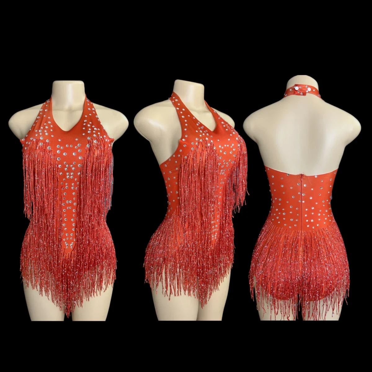 Sparkly Rhinestones Fringe Bodysuit WomenVightclub Party Dance Costume Stage Wear SexyTassel Leotard Performance Clothing G7 - Image 9