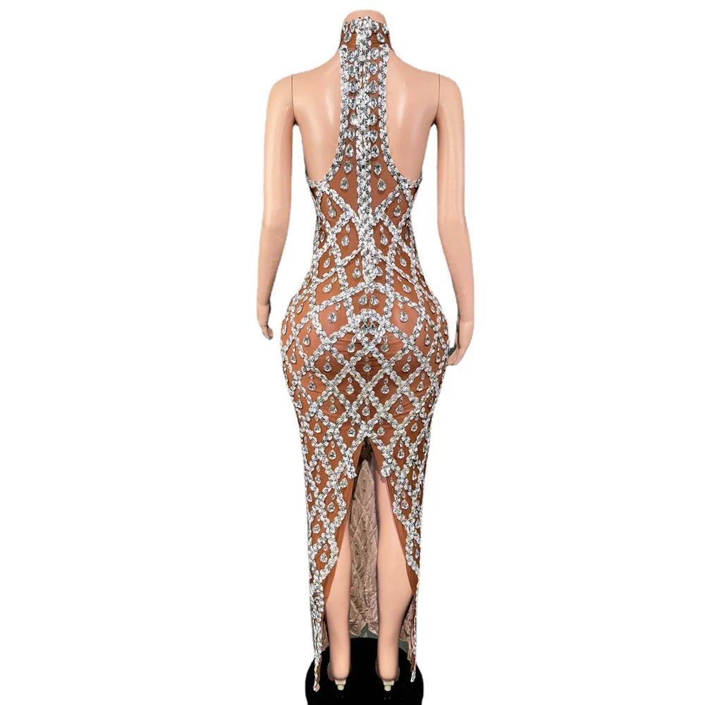 Sparkly Rhinestones Sleeveless Long Dress Elegant Dark Mesh Celebrate Evening Wedding Prom Gown Birthday Dress Photograph Wear - Image 10