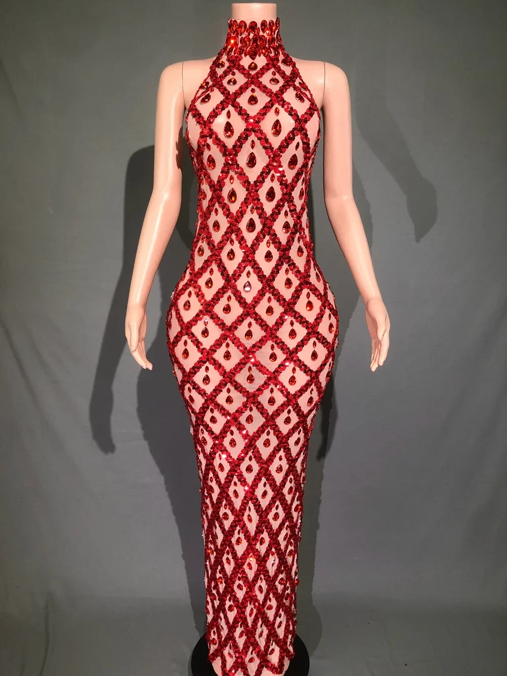 Sparkly Rhinestones Sleeveless Long Dress Elegant Dark Mesh Celebrate Evening Wedding Prom Gown Birthday Dress Photograph Wear - Image 11
