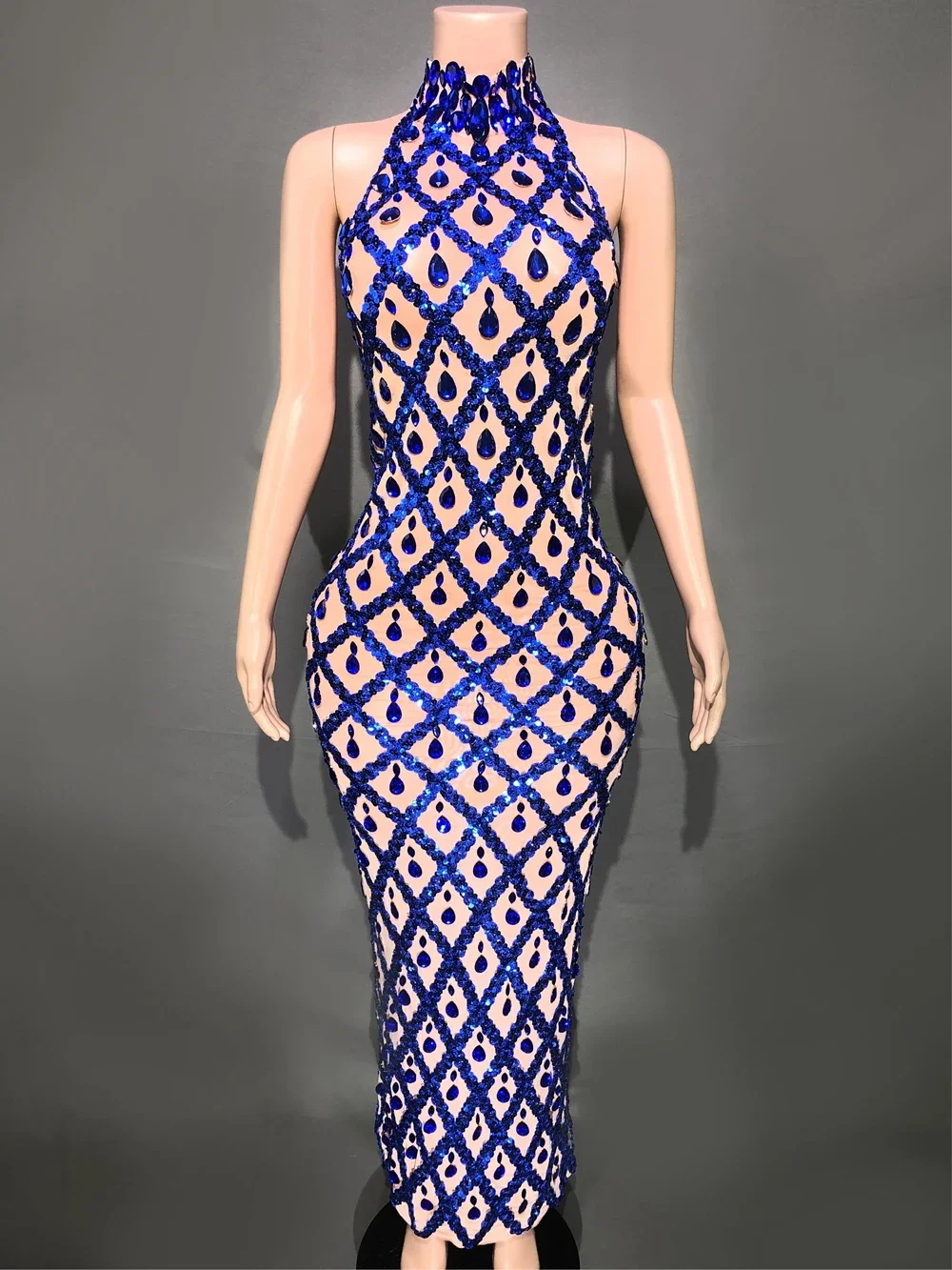 Sparkly Rhinestones Sleeveless Long Dress Elegant Dark Mesh Celebrate Evening Wedding Prom Gown Birthday Dress Photograph Wear - Image 19