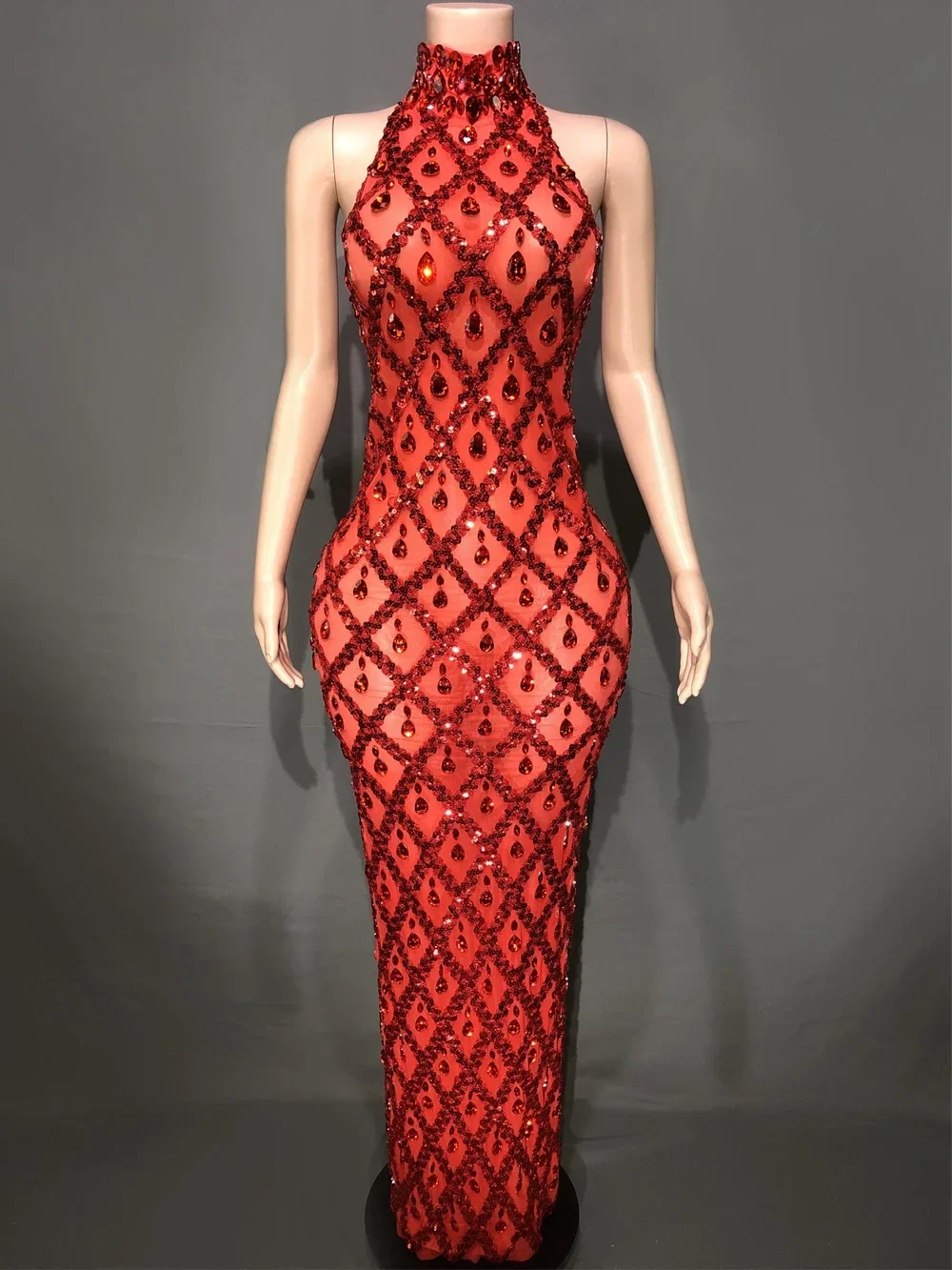 Sparkly Rhinestones Sleeveless Long Dress Elegant Dark Mesh Celebrate Evening Wedding Prom Gown Birthday Dress Photograph Wear - Image 22