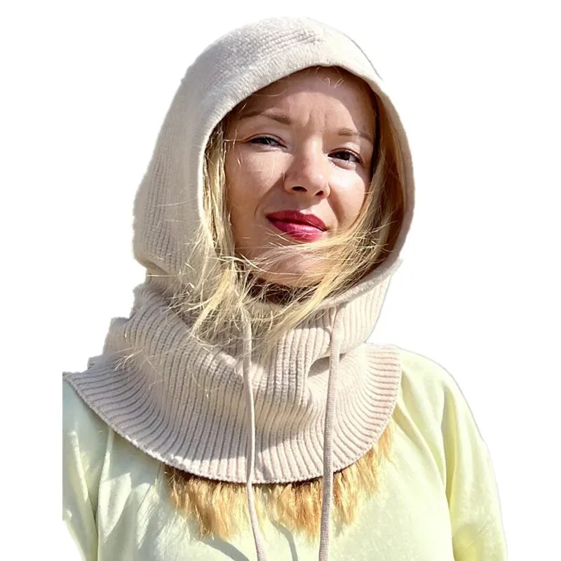 Sparsil Unisex Knit Scarf Hood Hat Winter Women Cashmere Beanie Bonnet Lady Wool Neck&Face Protect Balaclava Skullies Men Hooded - Image 14