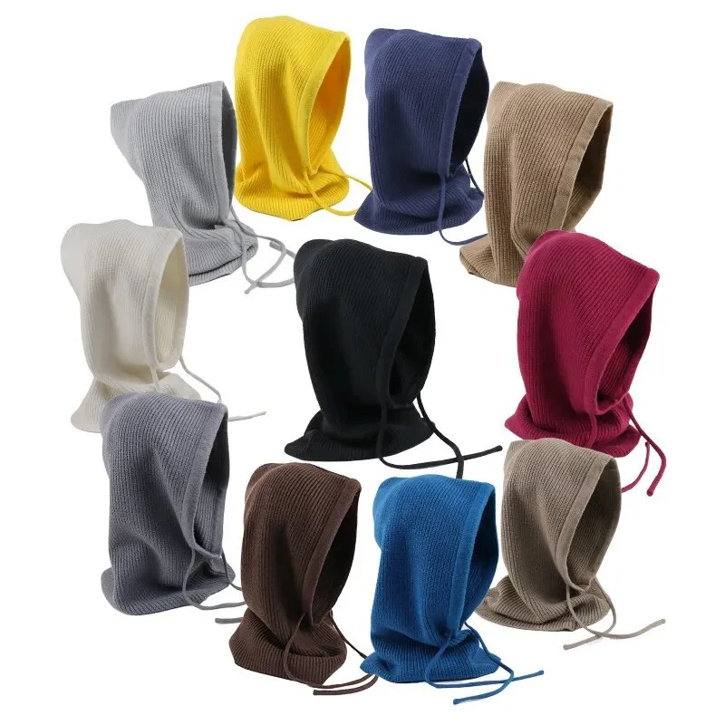 Sparsil Unisex Knit Scarf Hood Hat Winter Women Cashmere Beanie Bonnet Lady Wool Neck&Face Protect Balaclava Skullies Men Hooded - Image 6