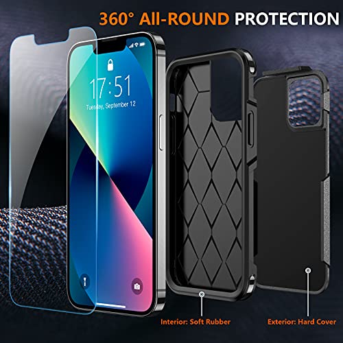 SPIDERCASE Designed for iPhone 13 Case/iPhone 14 Case, [10 FT Military Grade Drop Protection] [with 2 pcs Tempered Glass Screen Protector] Cover for iPhone 13 & 14 6.1 inch (Black) - Image 3