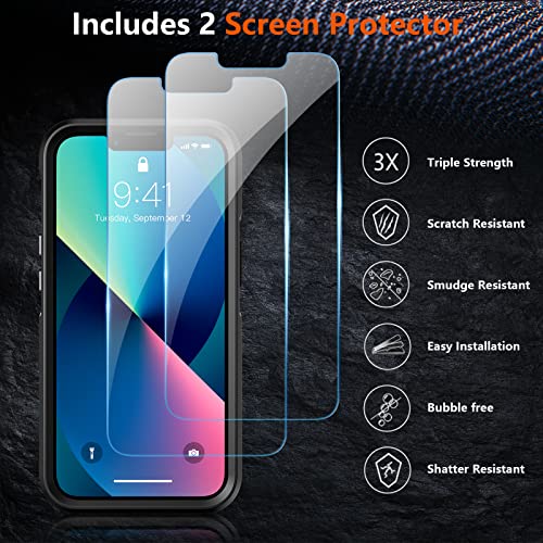 SPIDERCASE Designed for iPhone 13 Case/iPhone 14 Case, [10 FT Military Grade Drop Protection] [with 2 pcs Tempered Glass Screen Protector] Cover for iPhone 13 & 14 6.1 inch (Black) - Image 4