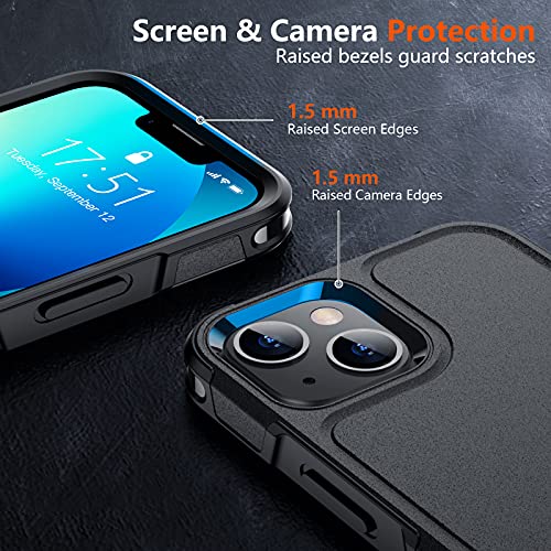 SPIDERCASE Designed for iPhone 13 Case/iPhone 14 Case, [10 FT Military Grade Drop Protection] [with 2 pcs Tempered Glass Screen Protector] Cover for iPhone 13 & 14 6.1 inch (Black) - Image 7
