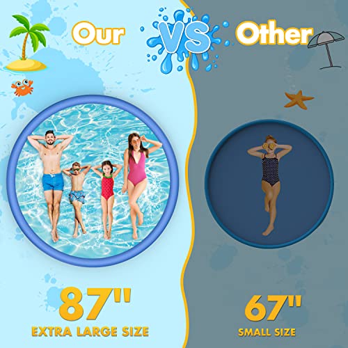 Splash Pad, 87 Inch Non-Slip Sprinkler Pad, Upgraded Extra Large 0.53mm Thicken Splash Pad Pool Summer Outdoor Water Toys Fun Backyard Party for Kids, Dogs, Toddlers, Boys, Girls - Image 6