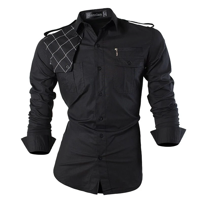 Sportrendy erkek gömlek elbise Casual moda uzun kollu Slim Fit şık kafatası baskı dövme JZS047 - Image 16