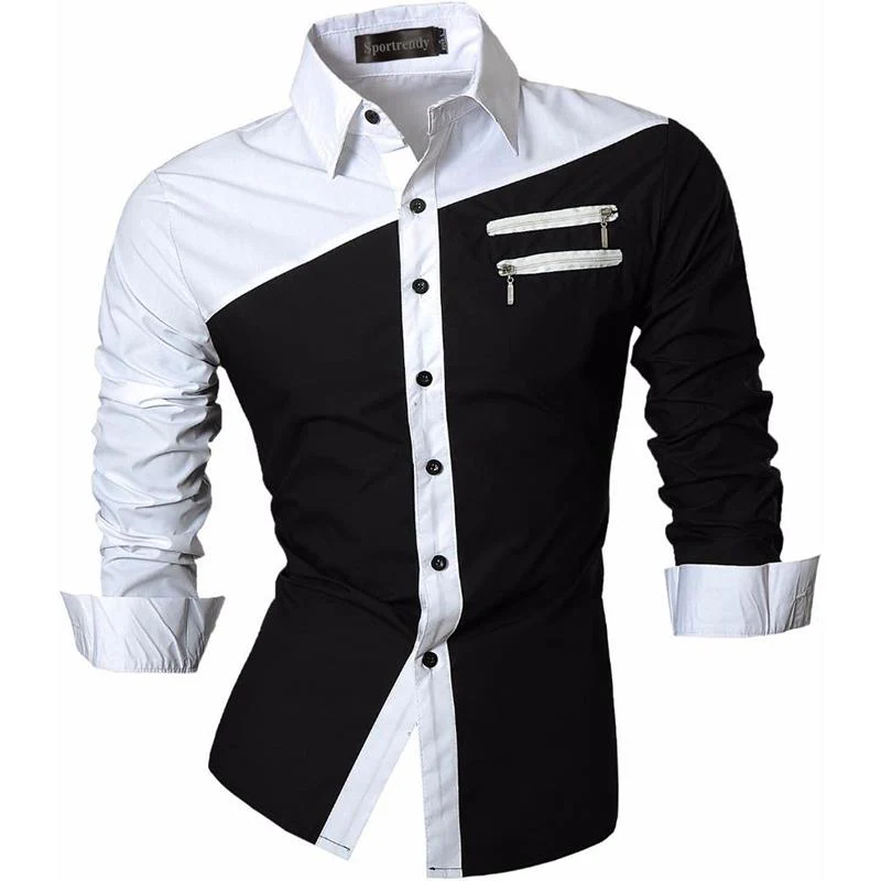 Sportrendy erkek gömlek elbise Casual moda uzun kollu Slim Fit şık kafatası baskı dövme JZS047 - Image 9