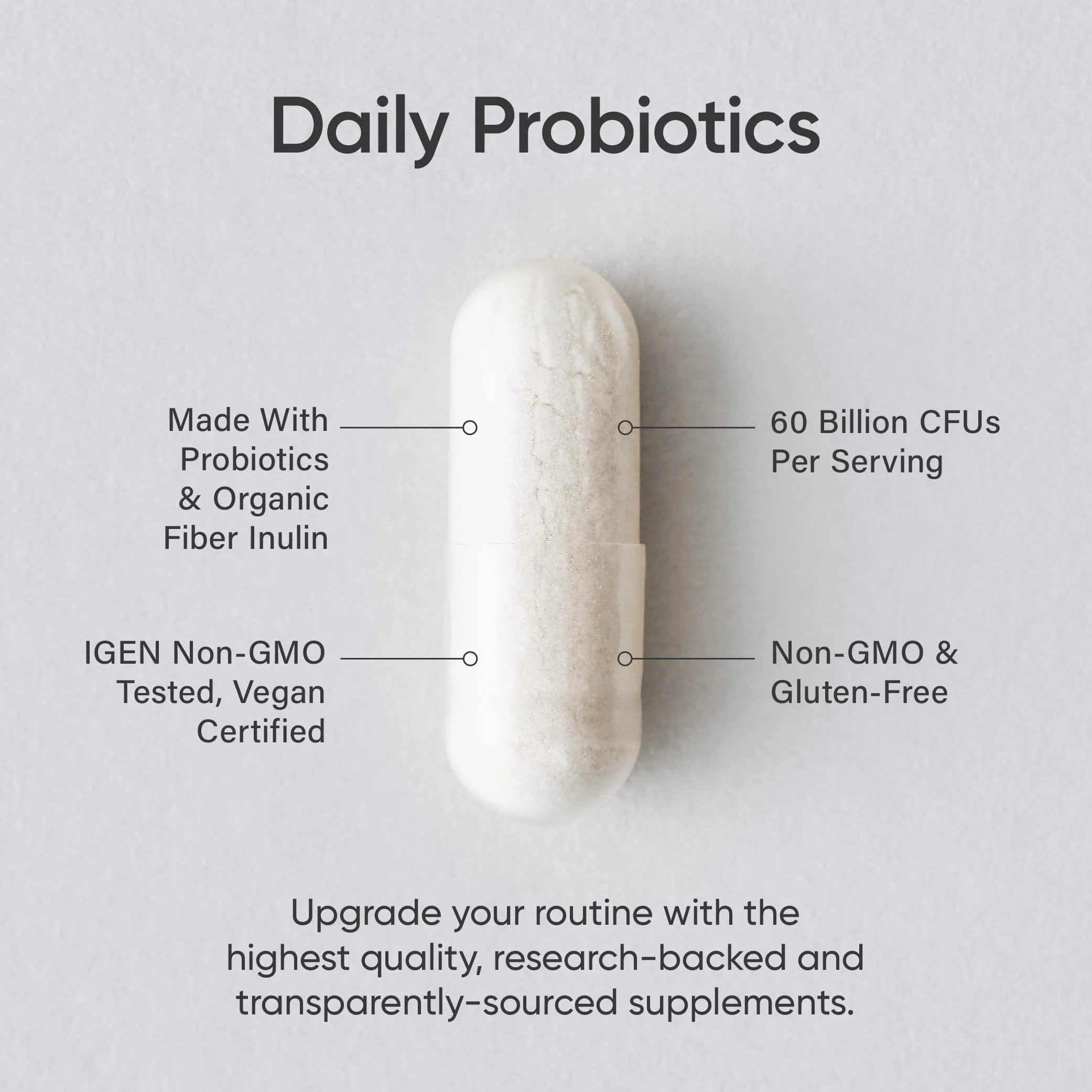 Sports Research Daily Probiotics with Prebiotics, 60 Billion CFU - Vegan Capsules for Gut Health & Digestive Support, Probiotics for Women & Men - Non-GMO Verified & Gluten Free - 30 Count - Image 3