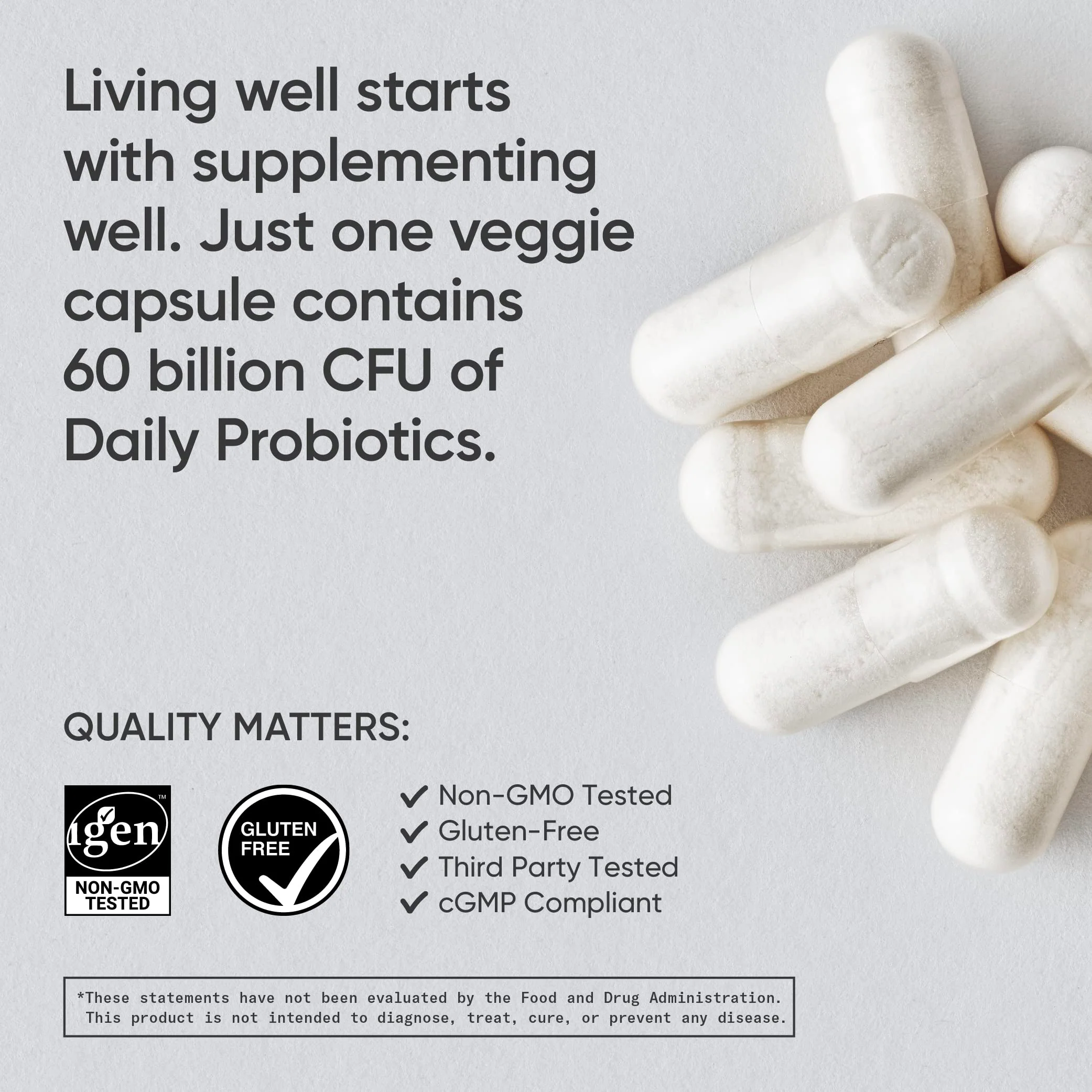 Sports Research Daily Probiotics with Prebiotics, 60 Billion CFU - Vegan Capsules for Gut Health & Digestive Support, Probiotics for Women & Men - Non-GMO Verified & Gluten Free - 30 Count - Image 4