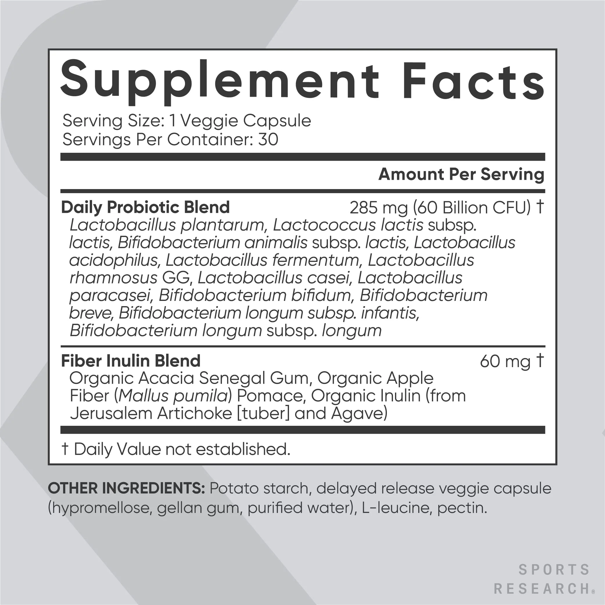 Sports Research Daily Probiotics with Prebiotics, 60 Billion CFU - Vegan Capsules for Gut Health & Digestive Support, Probiotics for Women & Men - Non-GMO Verified & Gluten Free - 30 Count - Image 5