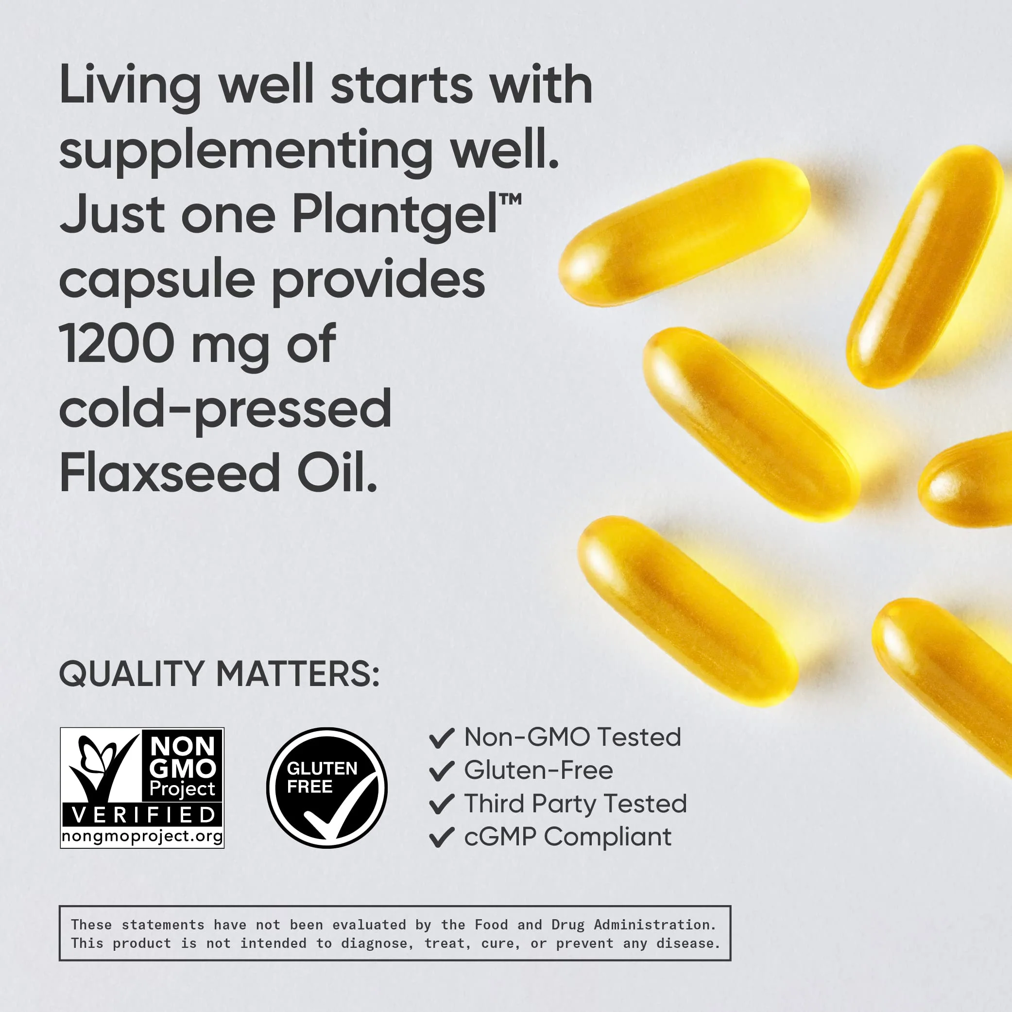 Sports Research Vegan Flaxseed Oil (1200mg) Herbal Supplement with Plant-Based ALA Omega 3 - Vegan Certified & Non-GMO Verified - Gluten, Soy & Carrageenan Free (180 Veggie Softgels) - Image 4