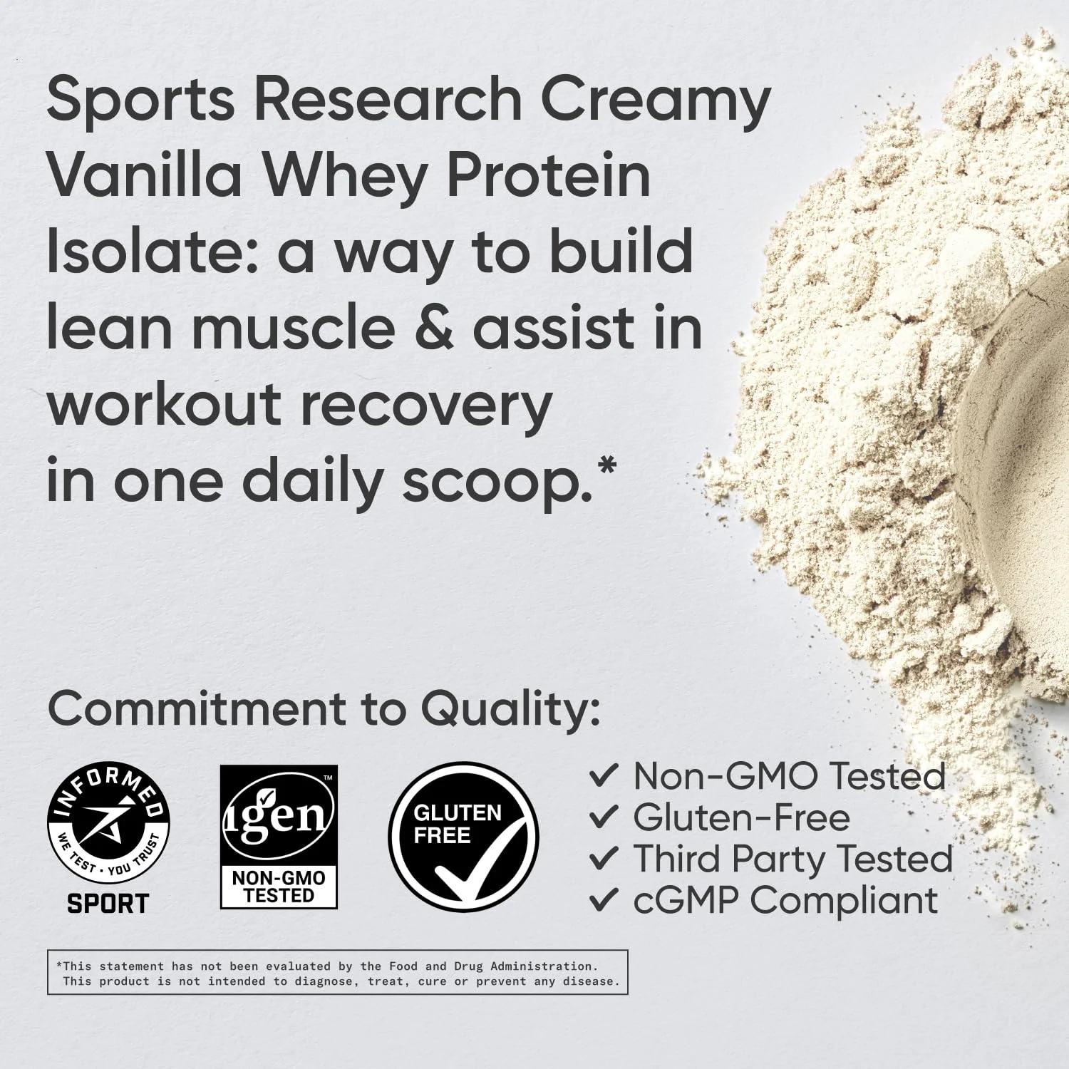Sports Research Whey Protein Isolate - Sports Nutrition Protein Powder 25g per Serving - 2.1lb Bag Whey Protein - Vanilla Flavor - Bulk Protein Powder, 26 Servings - Image 4