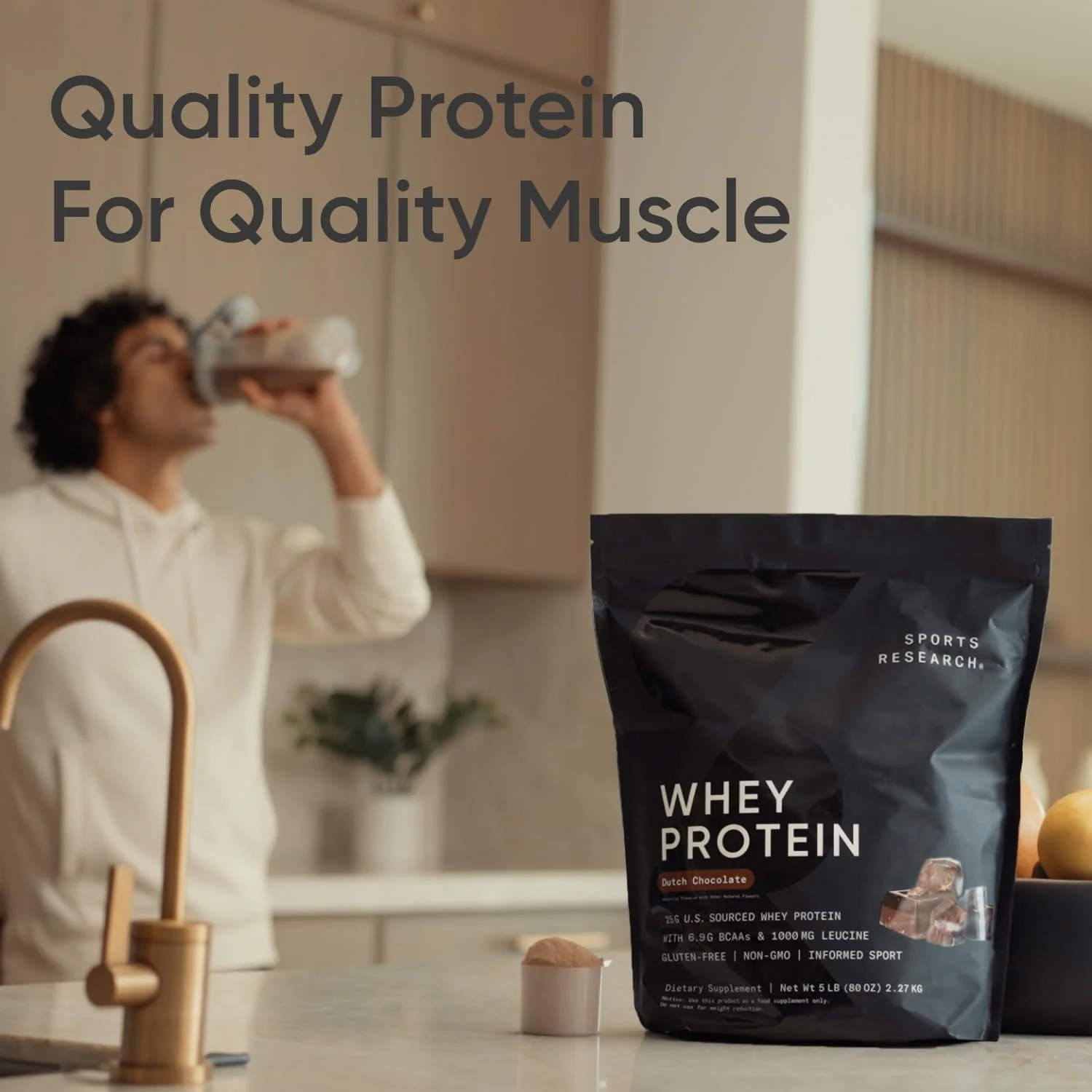 Sports Research Whey Protein Isolate - Sports Nutrition Protein Powder 25g per Serving - 2.1lb Bag Whey Protein - Vanilla Flavor - Bulk Protein Powder, 26 Servings - Image 6