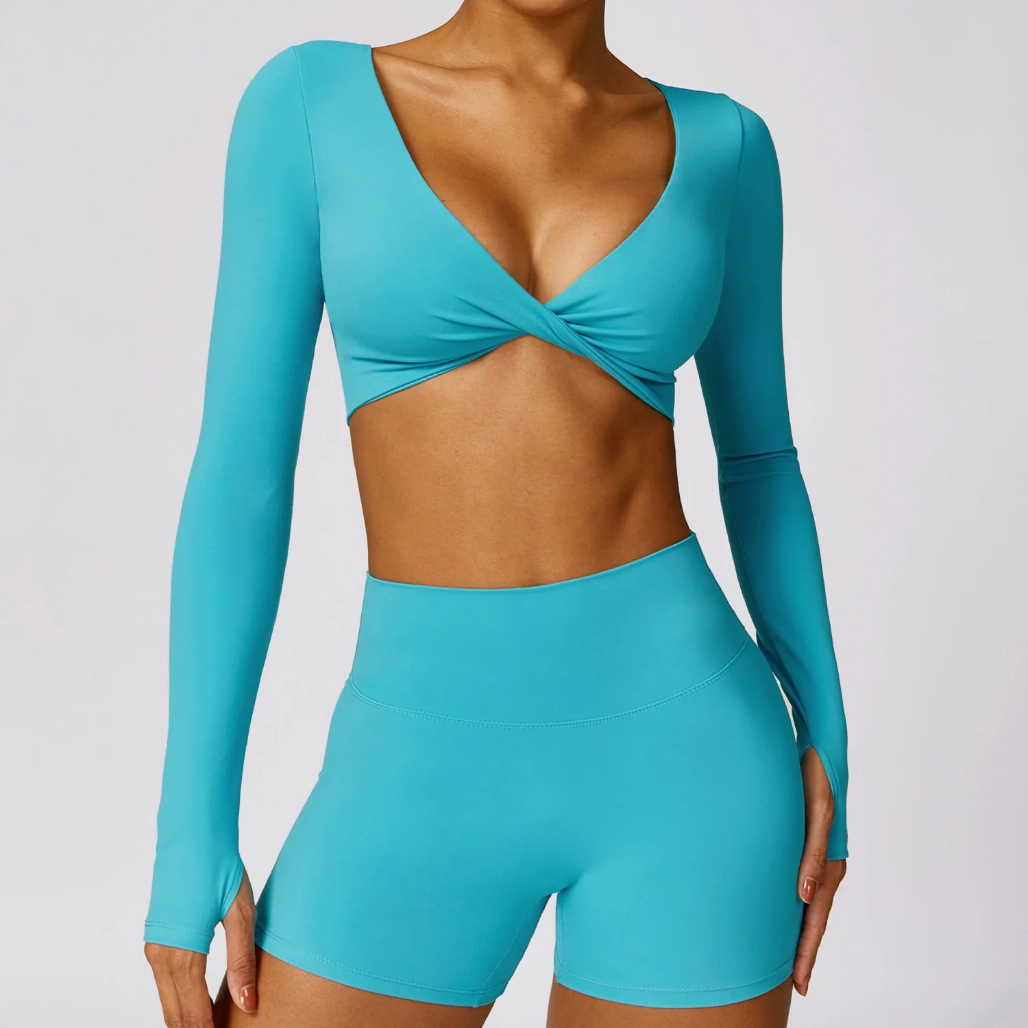 Spring 2024 Brushed Long Sleeve Yoga Clothes Quick-Drying Tight Workout Clothes Casual Running Sport Long Sleeve Tops with Chest Pad - Image 6