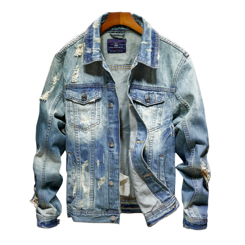 Spring and autumn Denim Jackets Men Cowboy Slim Fit Hole Jacket Men's Ripped Jean Jacket Hip Hop Streetwear Coats Plus size 5XL - Image 4