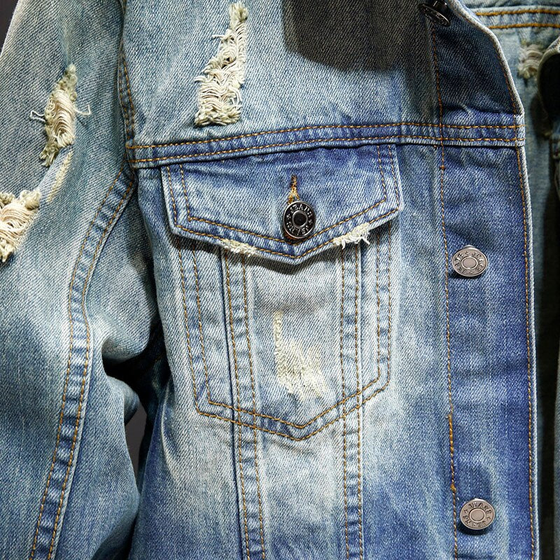 Spring and autumn Denim Jackets Men Cowboy Slim Fit Hole Jacket Men's Ripped Jean Jacket Hip Hop Streetwear Coats Plus size 5XL - Image 6