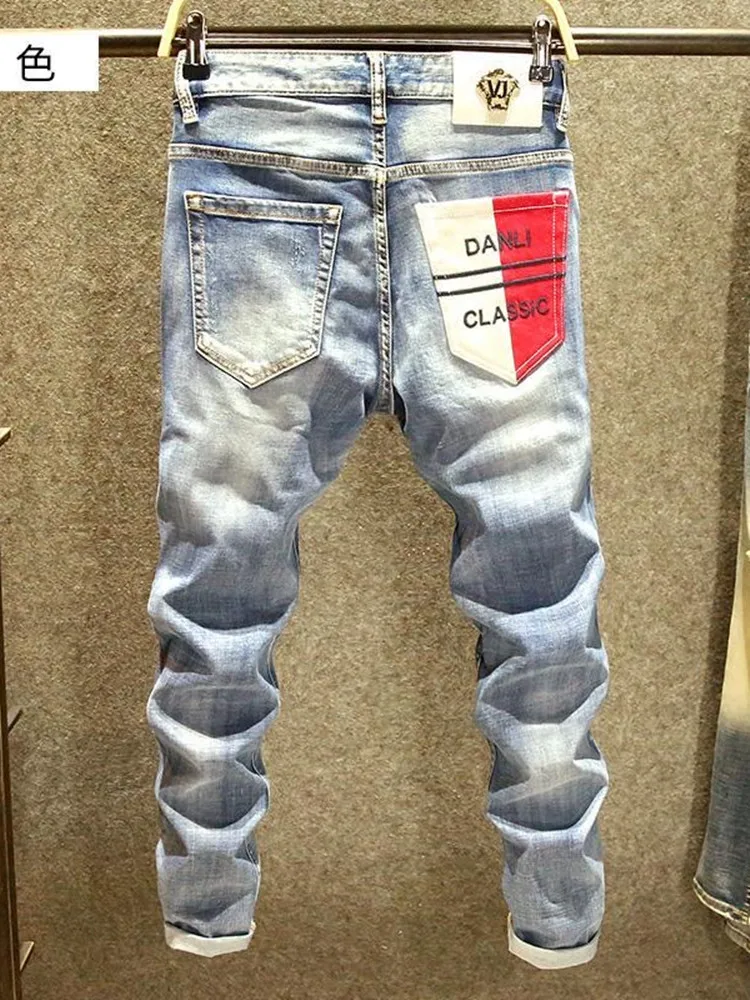 Spring and Autumn Fashion Trend Straight Leg Stretch Denim Trousers Men's Casual Slim Fit Comfortable Sports High Quality Jeans - Image 6