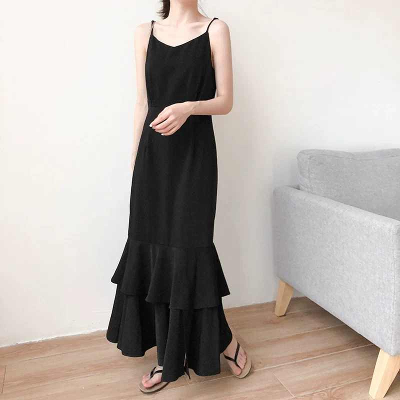 Spring and Autumn French Style Super Long Strap Dress Fishtail - Image 7