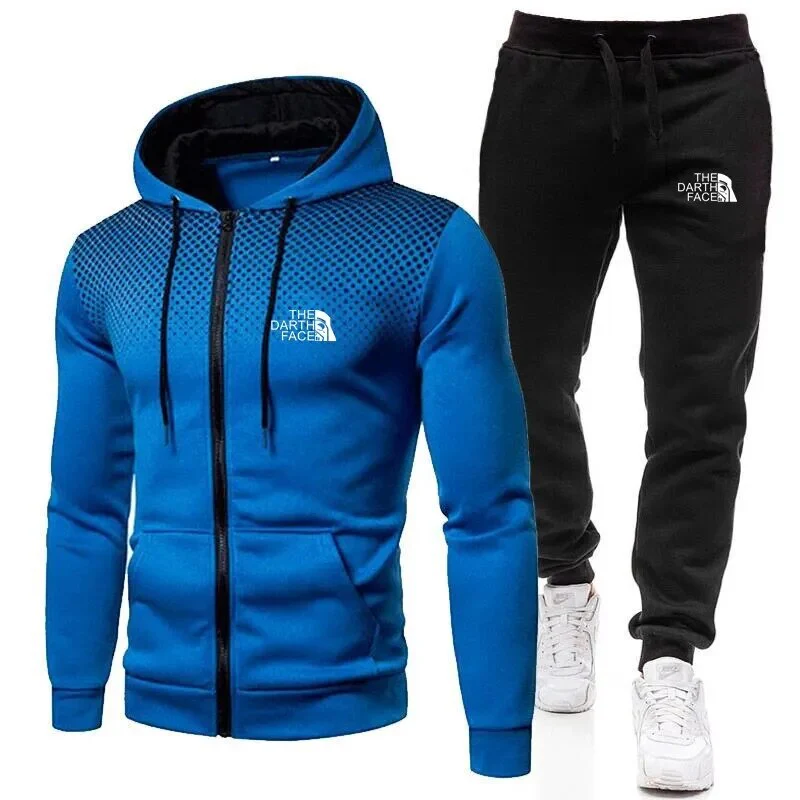 Spring and autumn new men's suit casual sportswear zippered hoodie+trousers two-piece fleece hoodie jacket men's sportswear - Image 2