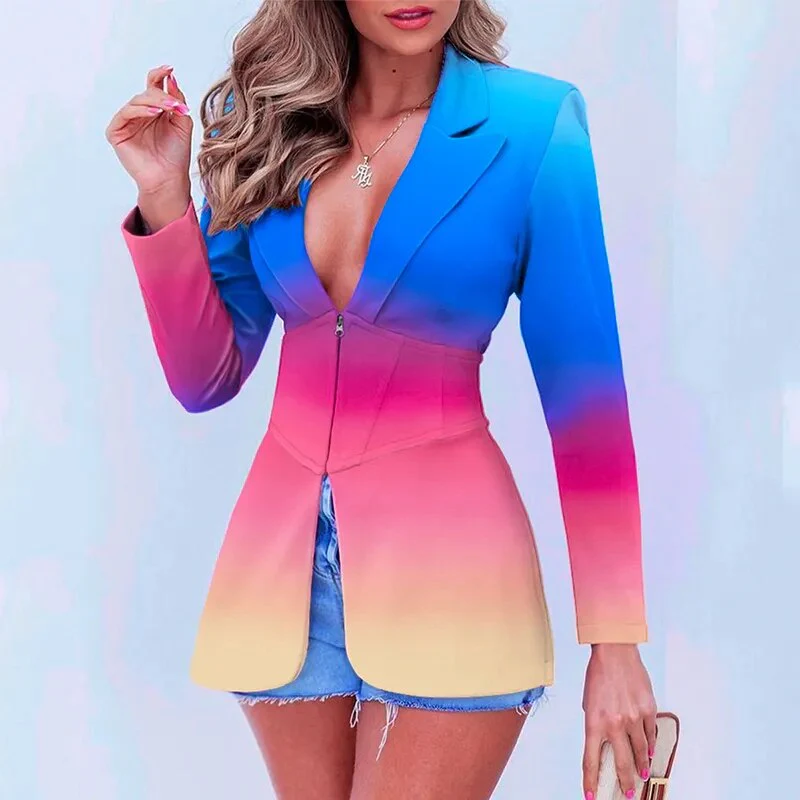 Spring Autumn Jackets For Women 2021 Fashion Coat Ladies Cardigan Casual Long Sleeve Coat Office Lady Colorful Jacket Female Top - Image 15