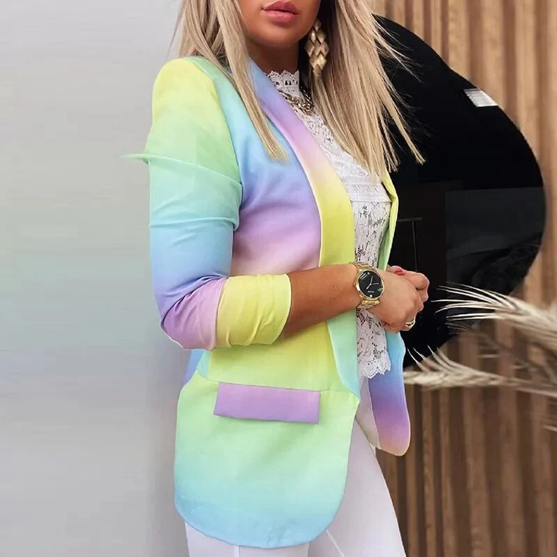 Spring Autumn Jackets For Women 2021 Fashion Coat Ladies Cardigan Casual Long Sleeve Coat Office Lady Colorful Jacket Female Top - Image 4