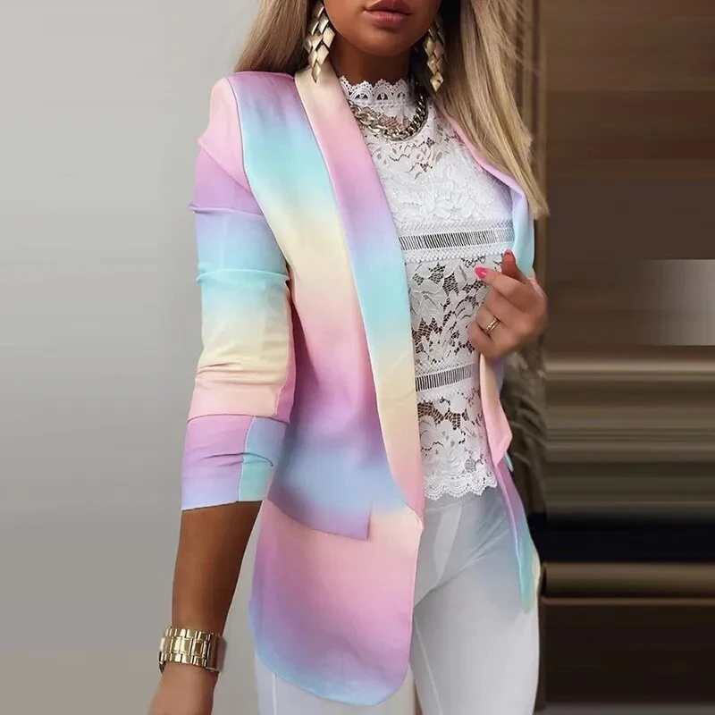 Spring Autumn Jackets For Women 2021 Fashion Coat Ladies Cardigan Casual Long Sleeve Coat Office Lady Colorful Jacket Female Top - Image 7