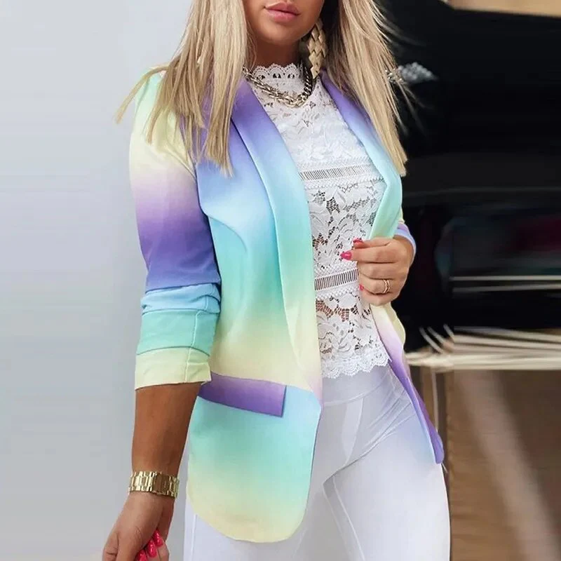 Spring Autumn Jackets For Women 2021 Fashion Coat Ladies Cardigan Casual Long Sleeve Coat Office Lady Colorful Jacket Female Top - Image 9