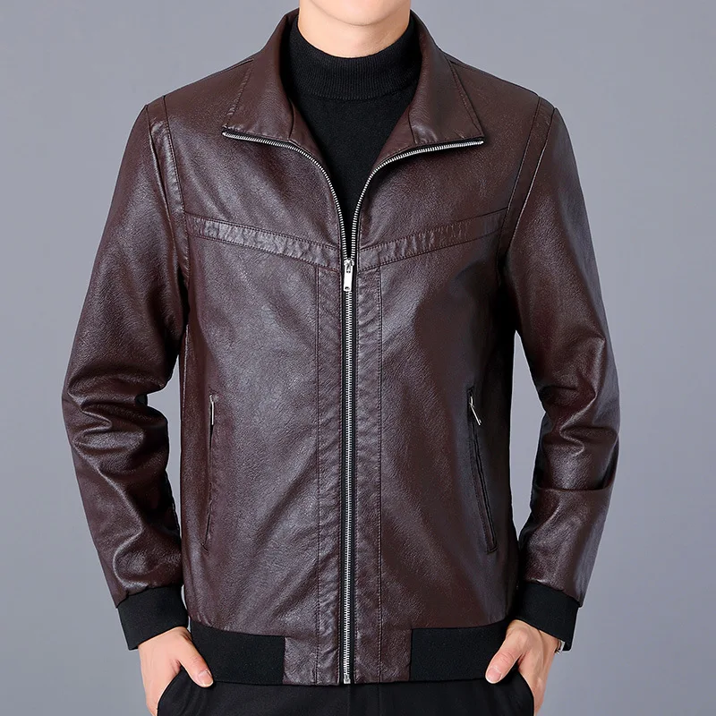 Spring Autumn Men Jacket Black Leather Coat Concise Young Man Bomber Jackets Zipper Leather Jacket for Men Plus Size M-5XL MY266 - Image 8