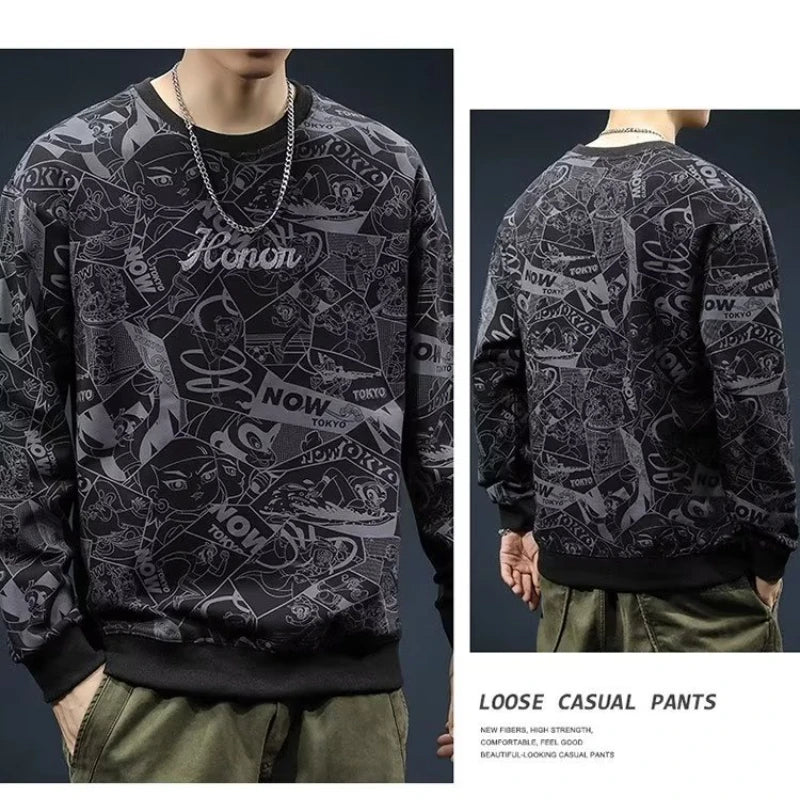 Spring Autumn Men's Hoodies Japan Fashion Harajuku Streetwear Jogger Sweatshirt Men Casual Men Clothing Pullover O-Neck Hoodies - Image 4