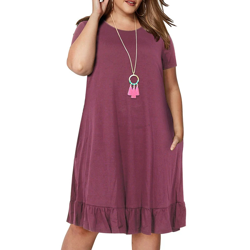Spring Big size 9XL dress  for Fat MM Woman dress Loose solid ruffles plus size women clothing 9xl dress vestidos - Image 2