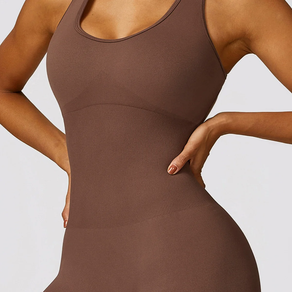 Spring Fashion Gym Seamless Yoga Jumpsuit Belly Contracting and Close-Fitting Sports Back Shaping One-Piece Women's Integrated Knitting - Image 4