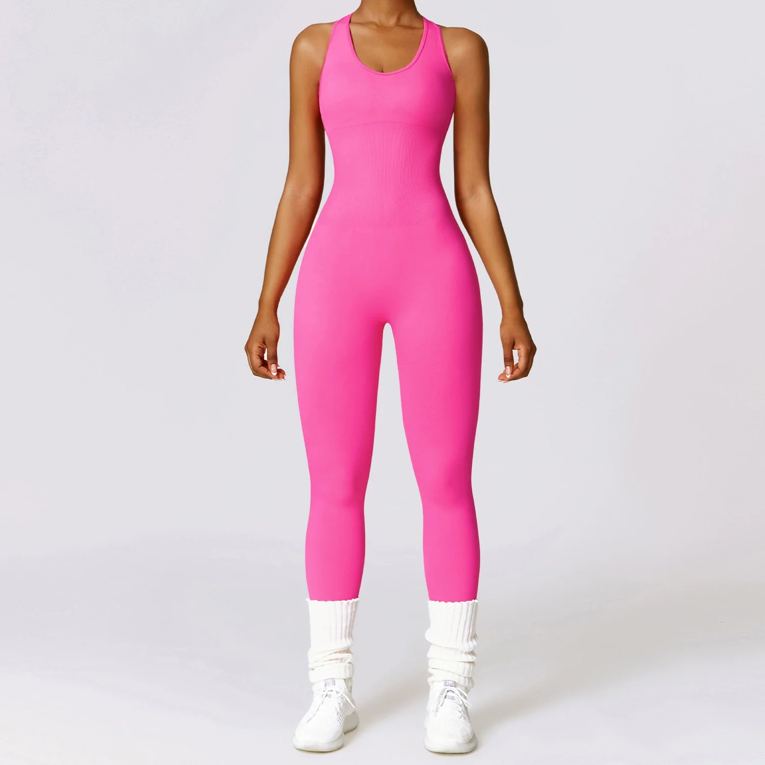 Spring Fashion Gym Seamless Yoga Jumpsuit Belly Contracting and Close-Fitting Sports Back Shaping One-Piece Women's Integrated Knitting - Image 9